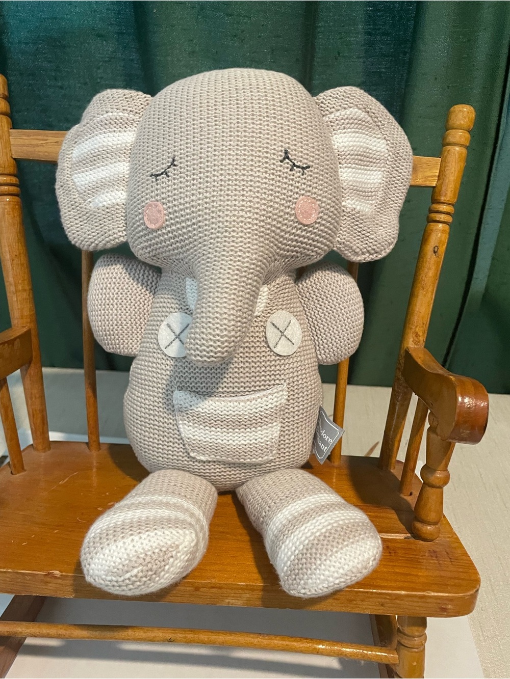 Theodore Elephant Knitted Plush Stuffed Animal 14" Gray Elephant